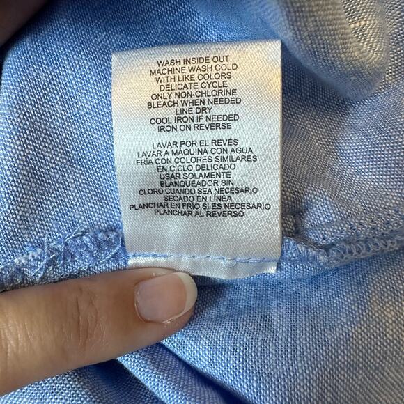 Lands End Bright Blue V-Neck‎ Linen Tunic Top Size M - Picture 8 of 8